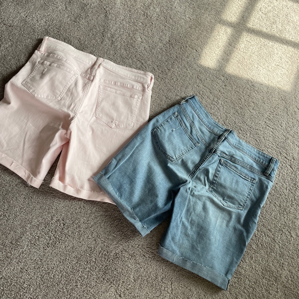 Buffalo Woman’s David Bitton Pale Pink & Light Blue Denim Shorts (size 12/32)